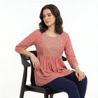 Women's Purple Round Neck Printed Kurti, बैंगनी, small