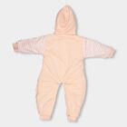 Infants Soft Peach Hooded Casual Jumpsuit, पीच, small image number null
