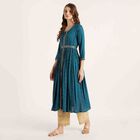 Embroidered 3/4th Sleeve Kurta, टील ब्लू, small image number null