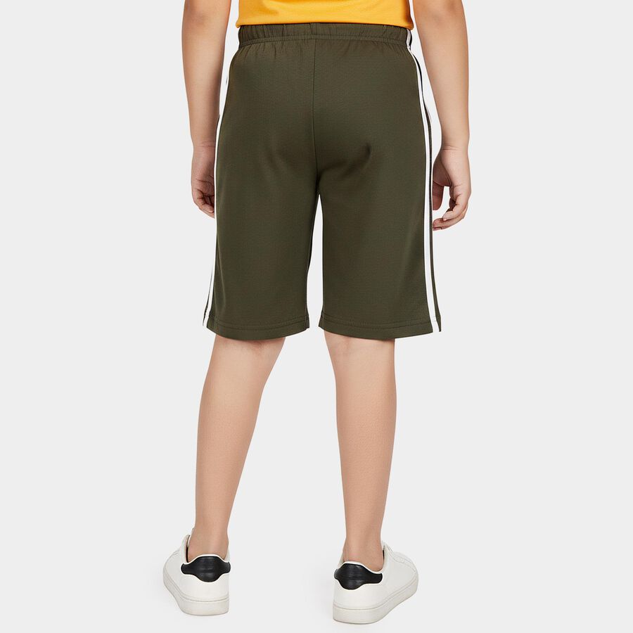 Boys' Olive Green Regular Fit Side Stripe Jamaican Shorts, Olive, large