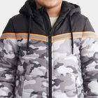 Boys Grey Hooded Puffer Jacket, Dark Grey, small