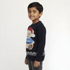Boys Deep Midnight Navy Blue Crew Neck Graphic Pullover, नेवी ब्लू, small image number null