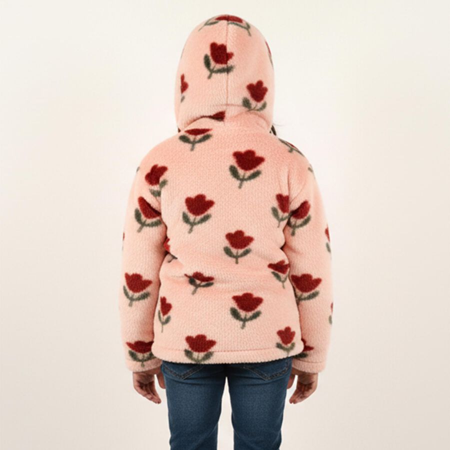 Girls Light Pink Hooded Neck Casual Sweatshirt, हल्का गुलाबी, large image number null