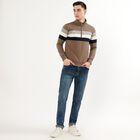 Men's Muted Olive Green Zip Neck Casual Sweatshirt, Olive, small image number null