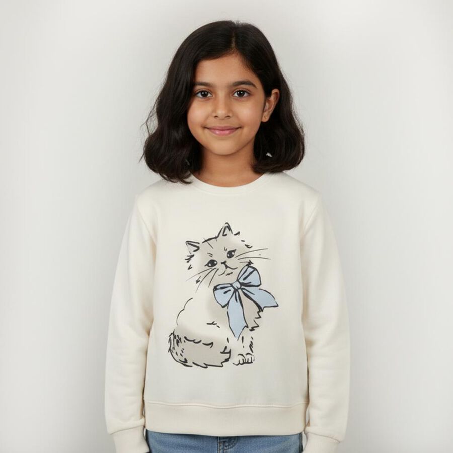 Girls' Sweatshirt, Off White, large image number null
