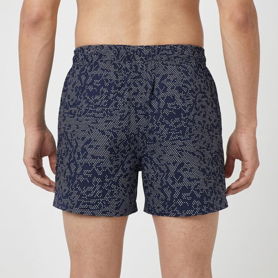 Men's Navy Blue Relaxed Fit Printed Boxers, नेवी ब्लू, large
