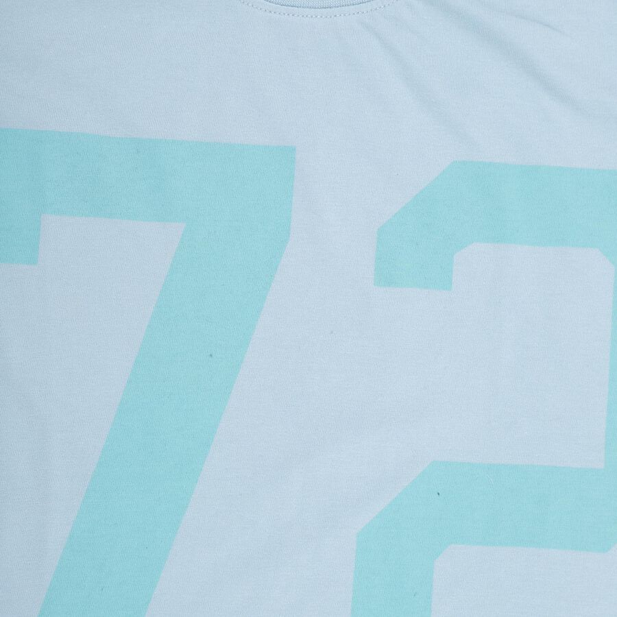 Boys Light Blue Round Neck Casual T-Shirt, मध्यम नीला, large image number null