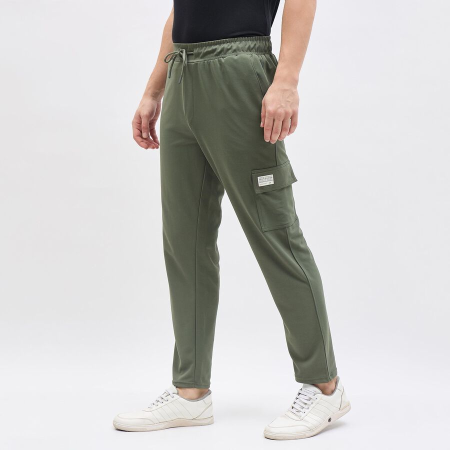 Men's Olive Green Slim Fit Cargo Jogger, हल्का हरा, large