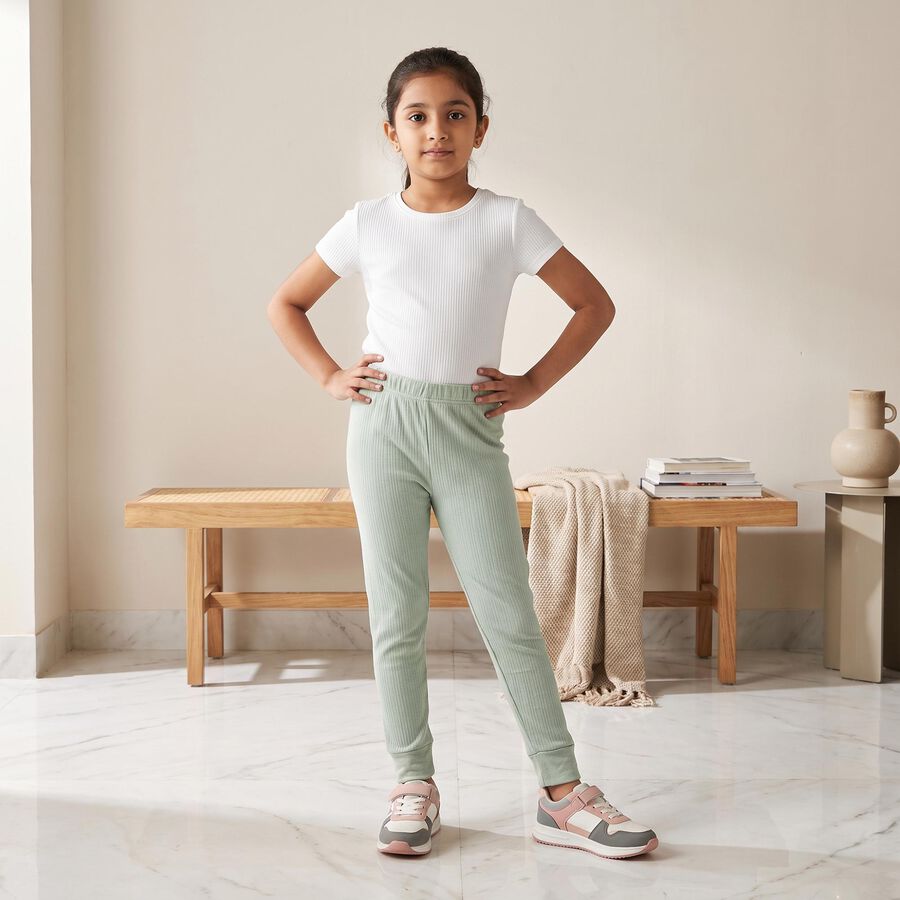 Girls' Mint Green Long Johns Thermal, Light Green, large