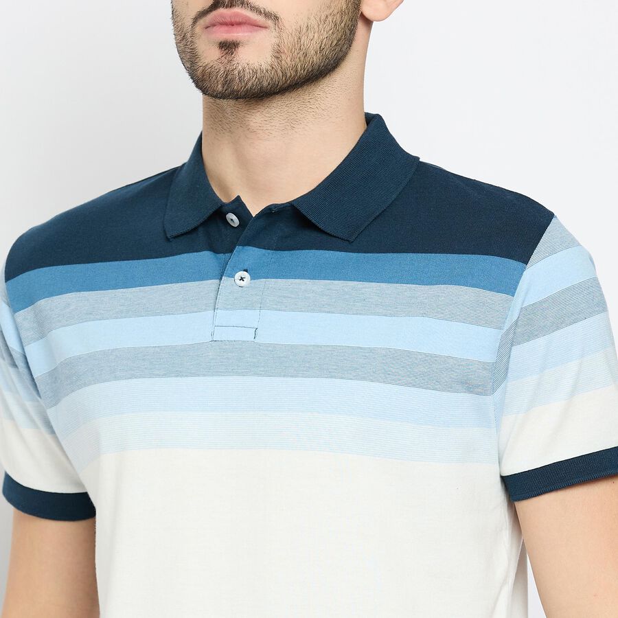 Men's Collared Half Sleeves T-Shirt , Mid Blue, large image number null