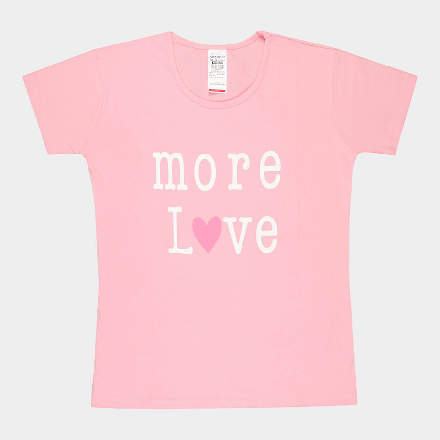Girls Cotton T-Shirt, Pink, large image number null