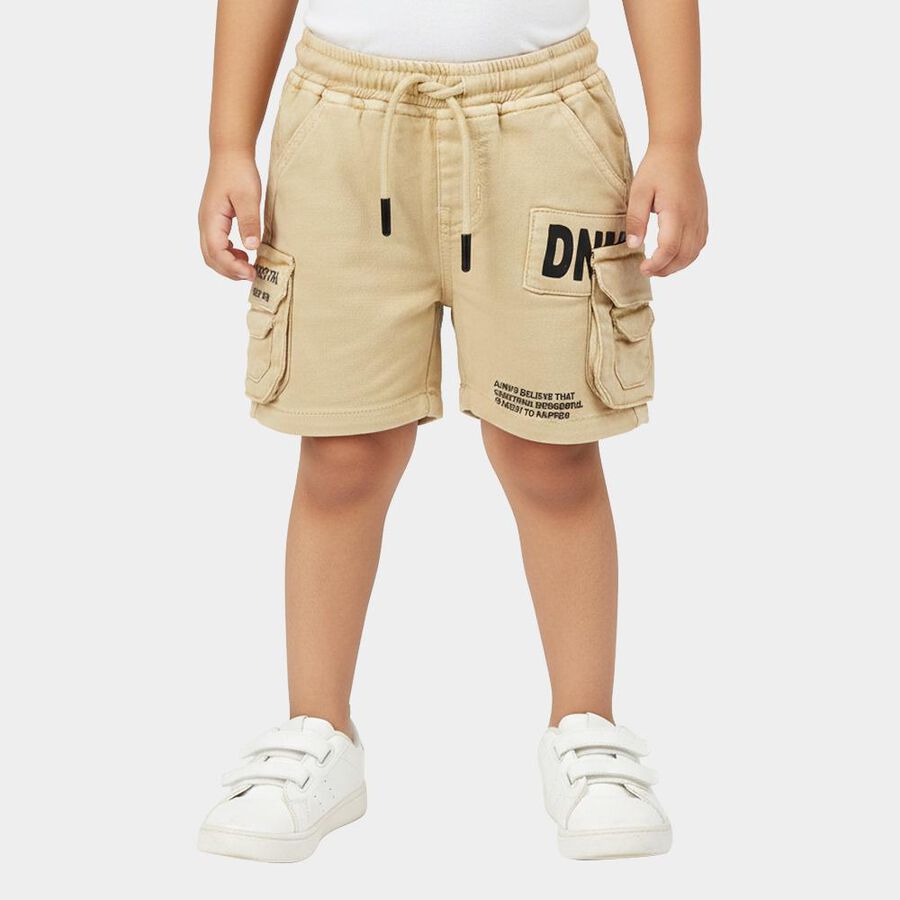 Boys' Light Khaki Regular Fit Cargo Bermuda Shorts, गहरा पीला, large
