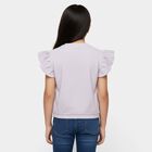 Girls Lilac Round Neck Casual T-Shirt, Lilac, small