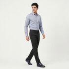 Men's Black Slim Fit Flat-Front Formal Trousers, काला, small