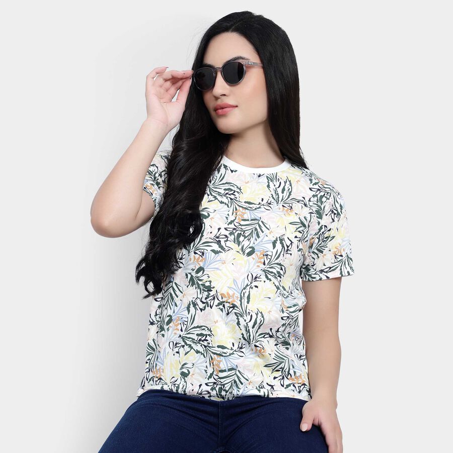 Round Neck T-Shirt, White, large image number null
