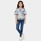 Girls Light Grey Round Neck Casual T-Shirt, Light Grey, small