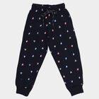 Girls' Navy Blue Heart Printed Elastic Waist Pyjama, नेवी ब्लू, small image number null