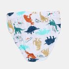 Boys' White Regular Fit Printed Briefs, सफ़ेद, small