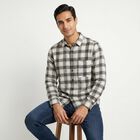 Men's White Cotton Long Sleeve Collar Regular Fit Casual Shirt, सफ़ेद, small