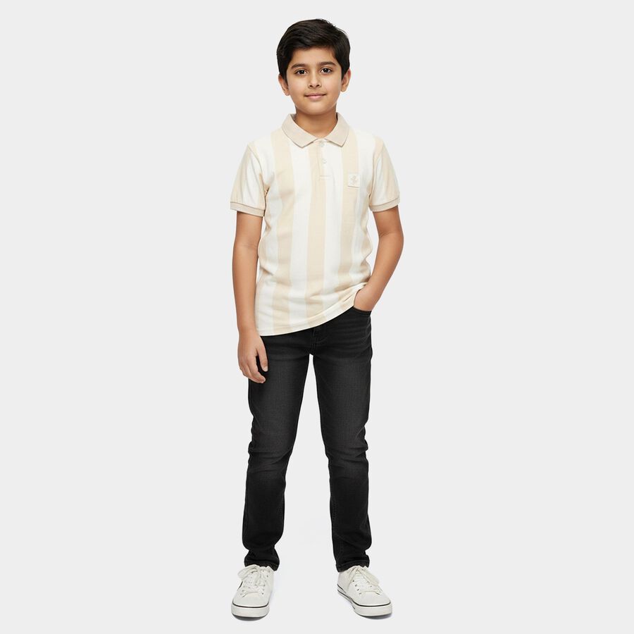 Boys' Half Sleeves T-Shirt, Beige, large