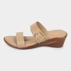 Women's Light Beige Buckle Strap Wedge Sandals, Beige, small image number null