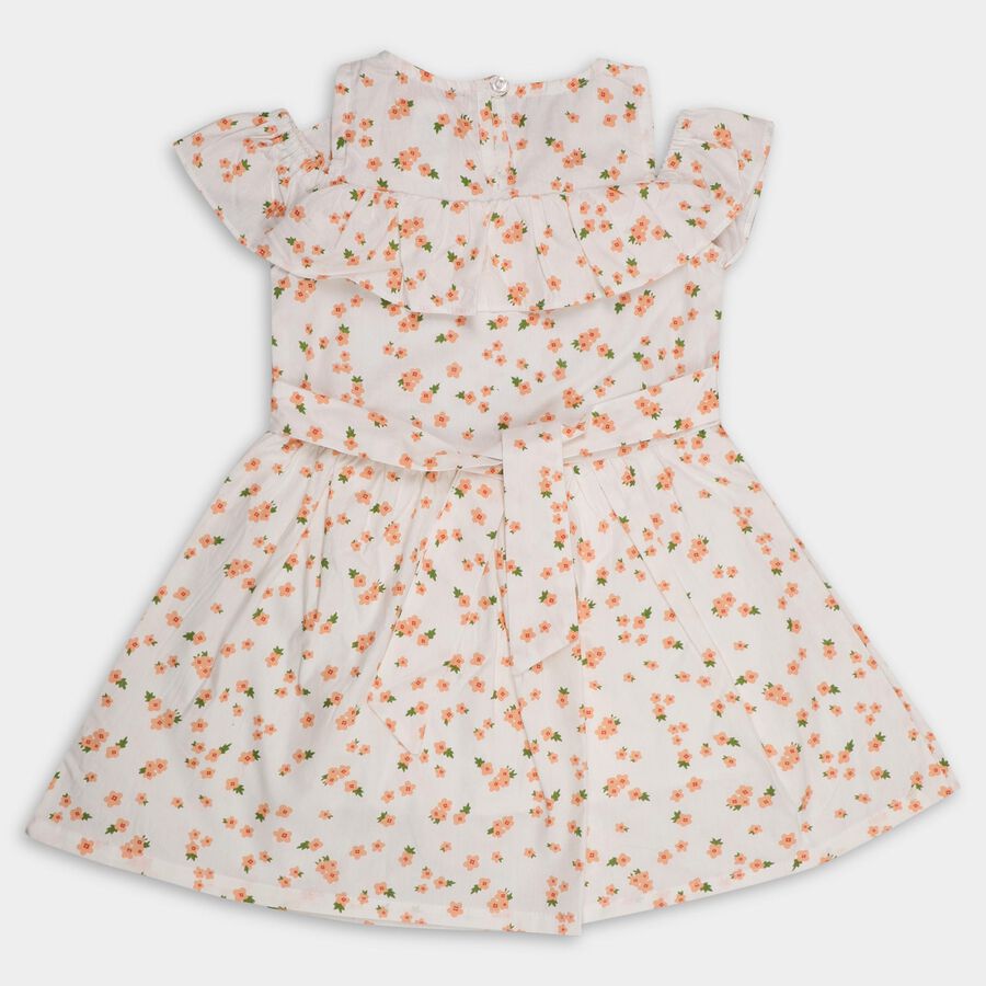 Girls' 100% Cotton Frock , ऑफ व्हाइट, large image number null