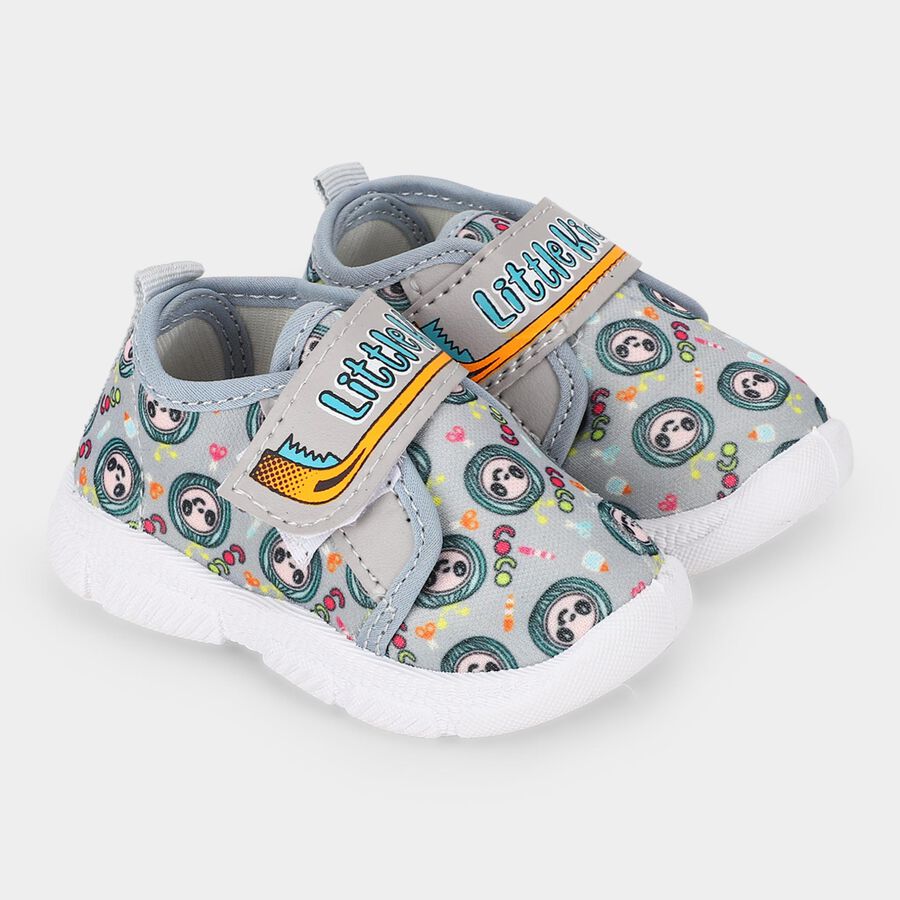 Boys Grey Velcro Strap Sneakers, Grey, large
