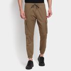 Men's Slim Fit Casual Trousers , Khaki, small