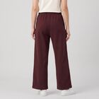 Women's Wine Relaxed Fit Wide Leg Track Pants, वाइन, small