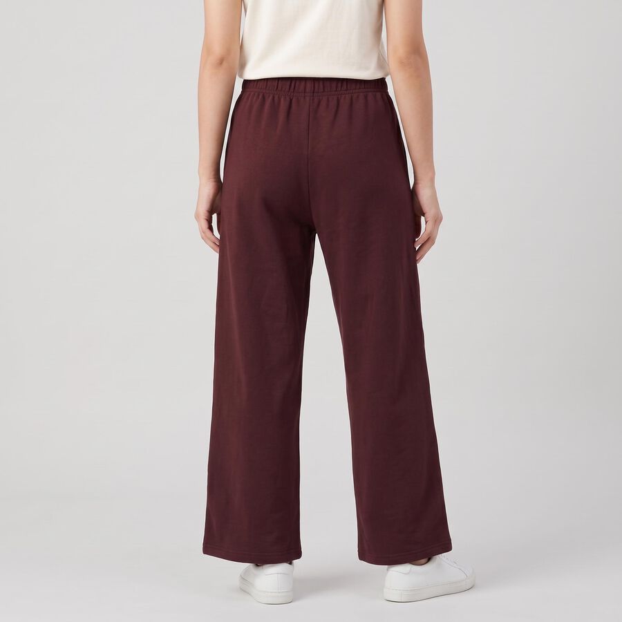 Women's Wine Relaxed Fit Wide Leg Track Pants, वाइन, large