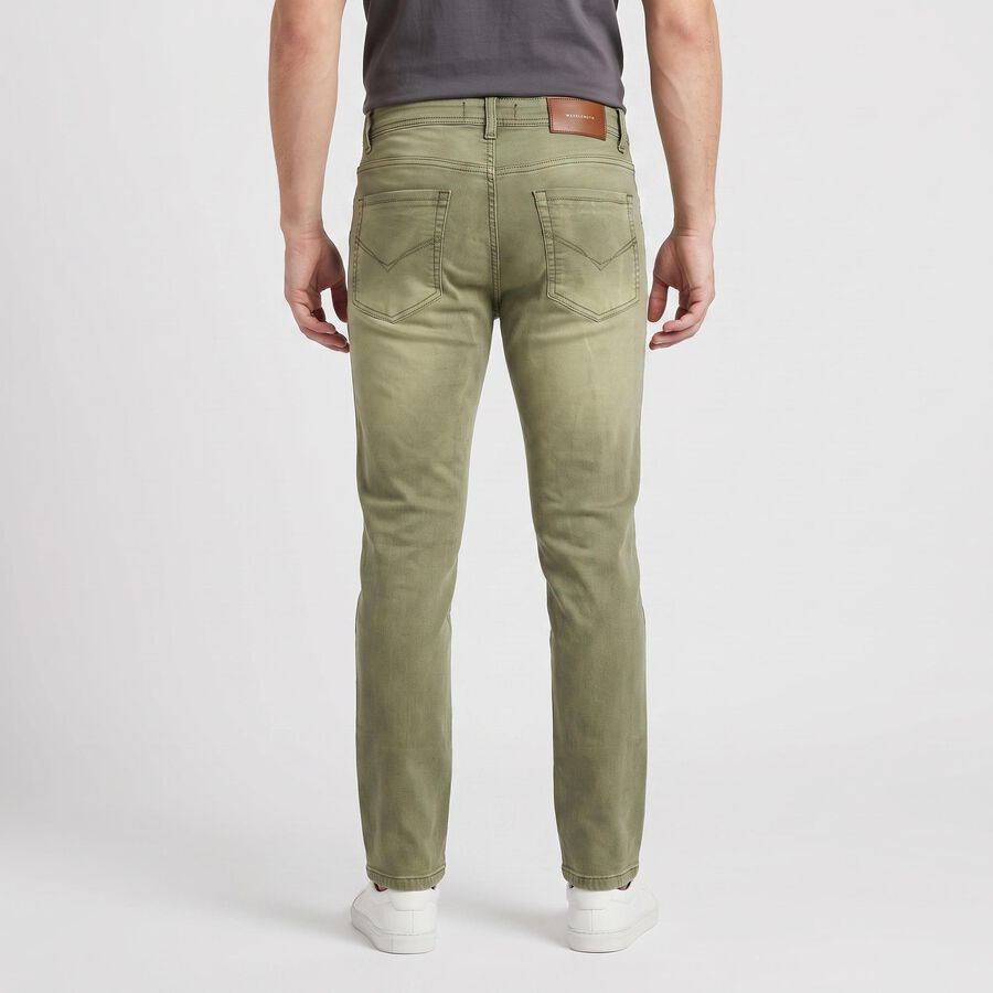 Men's Olive Green Slim Fit Faded Jeans, ओलिव, large