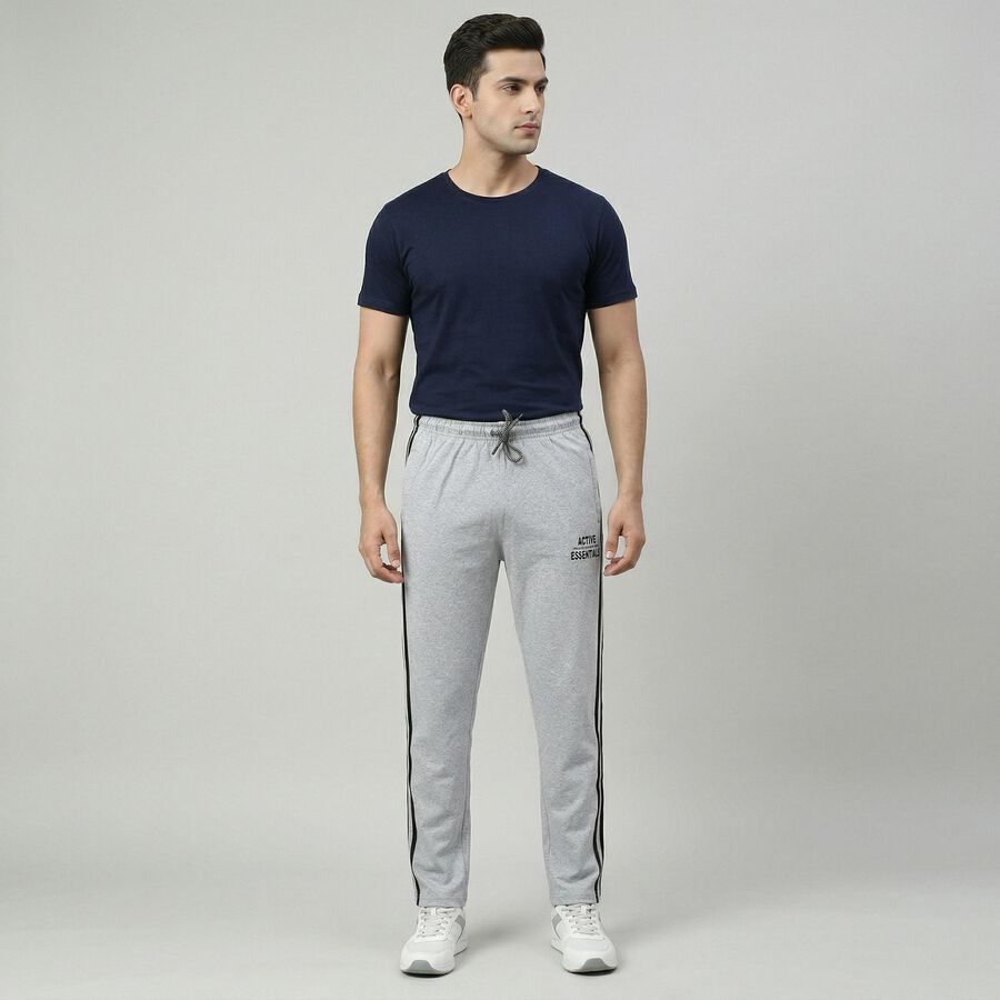 Men's Light Grey Regular Fit Track Pants, मिश्रित हल्का ग्रे, large