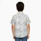 Boys Light Sage Green and White Cotton Half Sleeve Classic Collar Casual Shirt, Light Green, small image number null