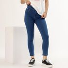 Women's Deep Steel Blue High-Rise Skinny Fit Jeans, मध्यम नीला, small image number null