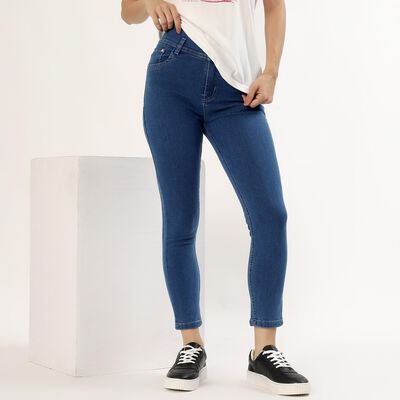 Women's Deep Steel Blue High-Rise Skinny Fit Jeans