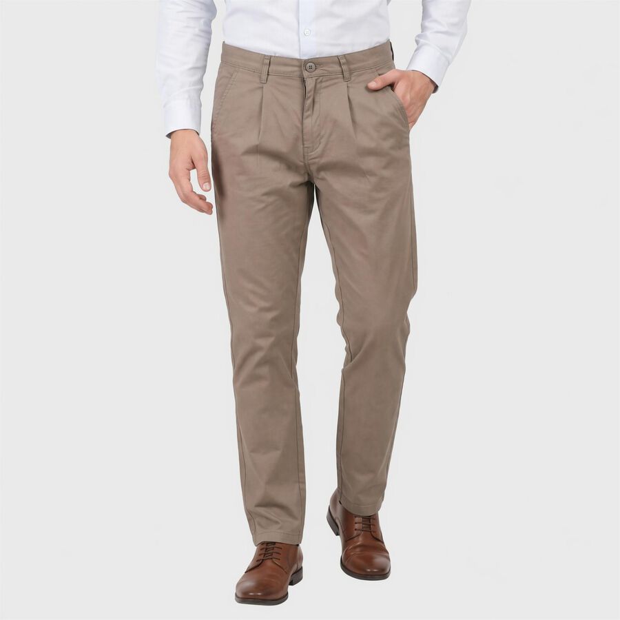 Men's Light Grey Slim Fit Chino Trousers, हल्का ग्रे, large