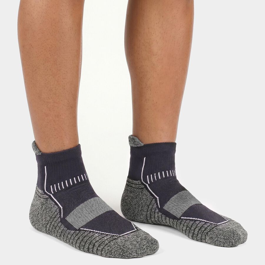 Men's Ankle Length Pack of 3 Socks ( Grey, Blue, Black ), नेवी ब्लू, large