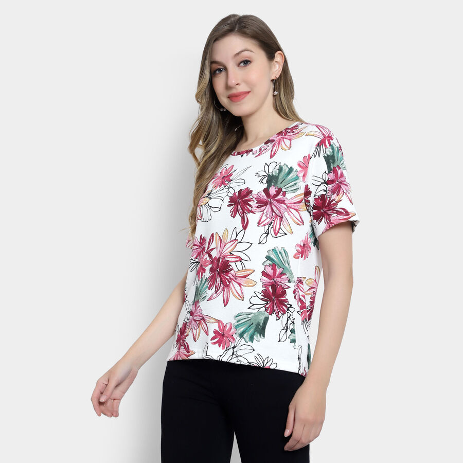 All Over Print Round Neck T-Shirt, White, large image number null