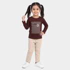 Girls Wine Cotton Round Neck Regular Top, वाइन, small
