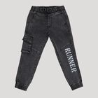 Boys' Charcoal Black Cargo Jogger Jeans, Dark Grey, small image number null