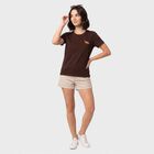 Women's Brown Round Neck Regular T-Shirt, Brown, small