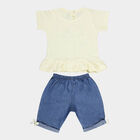 Infants Solid Round Neck Capri Set, Yellow, small image number null