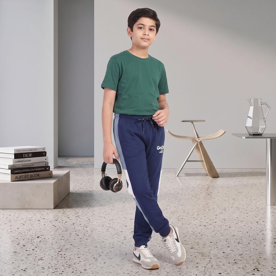 Boys' Navy Blue Jogger Graphic Printed Winter Pyjama, Navy Blue, large