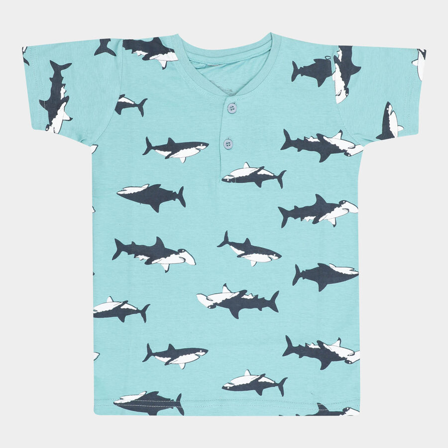 Boys Cotton T-Shirt, हल्का नीला, large image number null