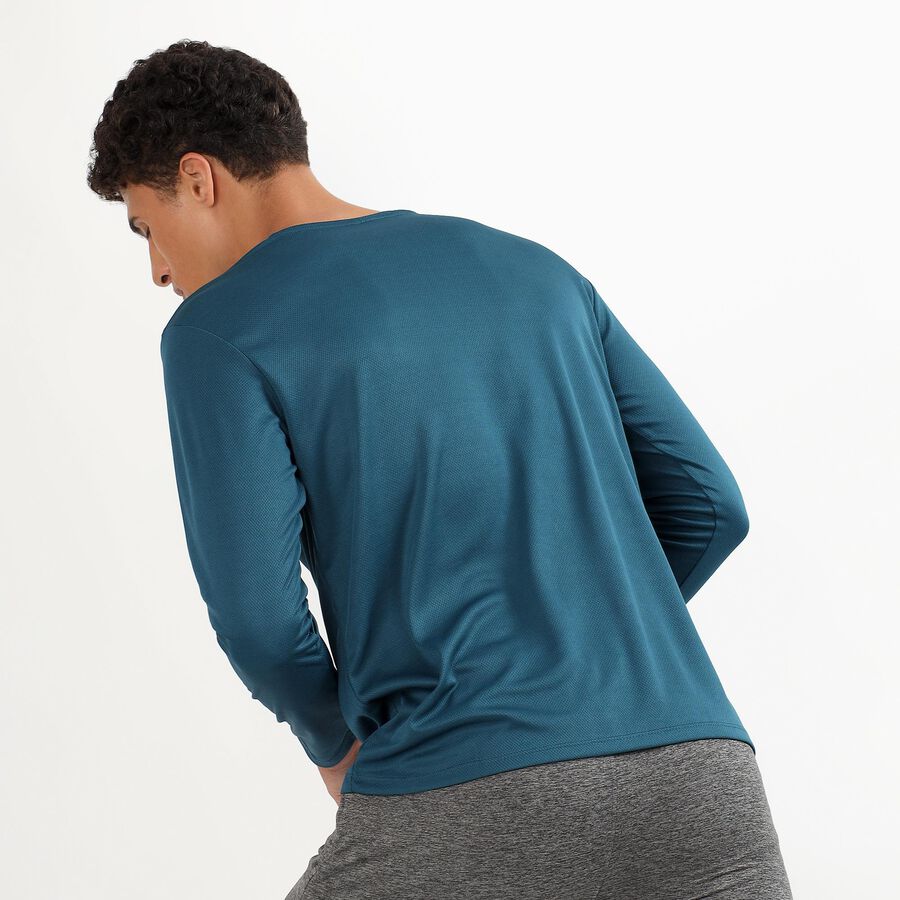 Men's Deep Midnight Navy Blue Round Neck Casual T-Shirt, Teal Blue, large image number null