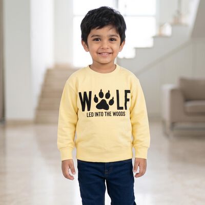 Boys' Yellow Crew Neck Pullover Sweatshirt