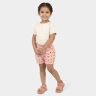 Girls Peach Regular Fit Printed Bloomers, पीच, small