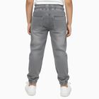 Girls' Muted Grey Jogger Fit Embroidered Jeans, हल्का ग्रे, small image number null