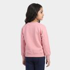 Girls' Pink Round Neck Pullover Sweatshirt, Light Pink, small