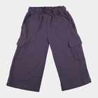 Girls Lilac Regular Fit Solid Capri, Lilac, small